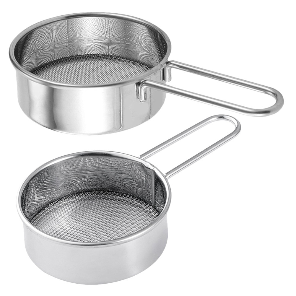 Kitchen Baking Gadgets - ตะแกรงร่อนแป้งสแตนเลส 304 แบบมือถือ 2 ชิ้น ขนาดเล็ก