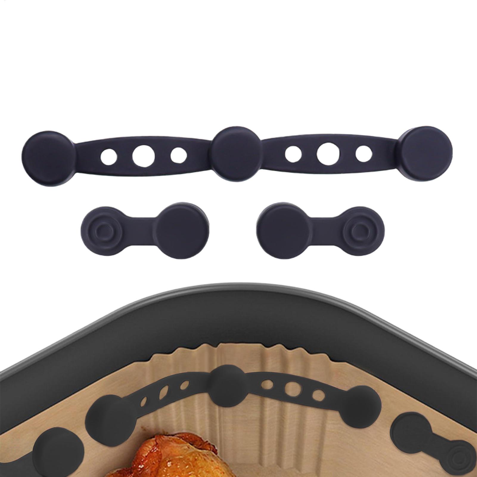 Kitchen Baking Sheet Organizer - แม่เหล็กซิลิโคนสำหรับหม้อทอดไร้น้ำมัน กระดาษรองอบ แม่เหล็กสำหรับหม้อทอดไร้น้ำมัน ที่ยึดกระดาษรองอบ ทนความร้อน ป้องกันกระดาษจากปกคลุมอาหาร