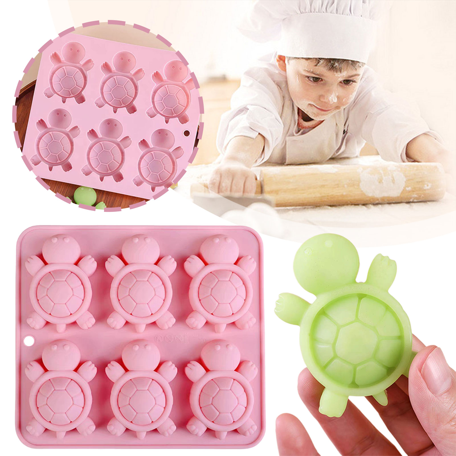 Kitchen Baking Trays - เต่าน้ำแข็งถาดน้ำแข็ง 3D เต่าทะเลแม่พิมพ์ซิลิโคนสำหรับ DIY ICE Cubes