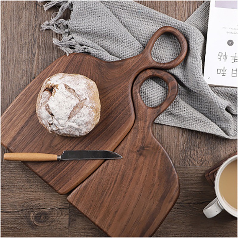 Kitchen Baking Trays - เขียงไม้แบล็ควอลนัทแท้ ถาดไม้ เขียงพิซซ่า อุปกรณ์ครัว อุปกรณ์อบขนมปัง ผลไม้