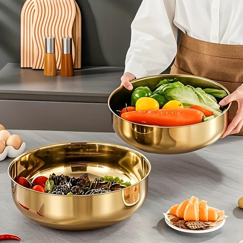 Kitchen Baking Products - ชามผสมสแตนเลสแบบใหม่พร้อมฝาปิด ทนทาน ป้องกันสนิม สำหรับทำขนม พาสต้า และสลัด