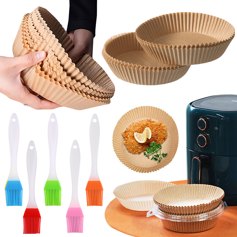 Kitchen Baking Gadgets - 50/100PCS Air Fryer กระดาษสีสุ่มแปรงน้ํามัน 16 ซม./18