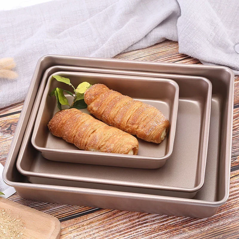 Kitchen Oven Baking Pans - สี่เหลี่ยมผืนผ้าเหล็กคาร์บอนเค้กถาดอบ Non-Stick ช็อกโกแลตขนมปังแม่พิมพ์ DIY Pastry กระทะลึกจานครัวเตาอบ