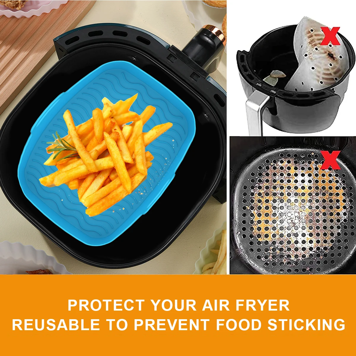 2Pcs Air FryerซิลิโคนสําหรับNi - Kitchen Oven Baking Pans บทวิจารณ์และราคา