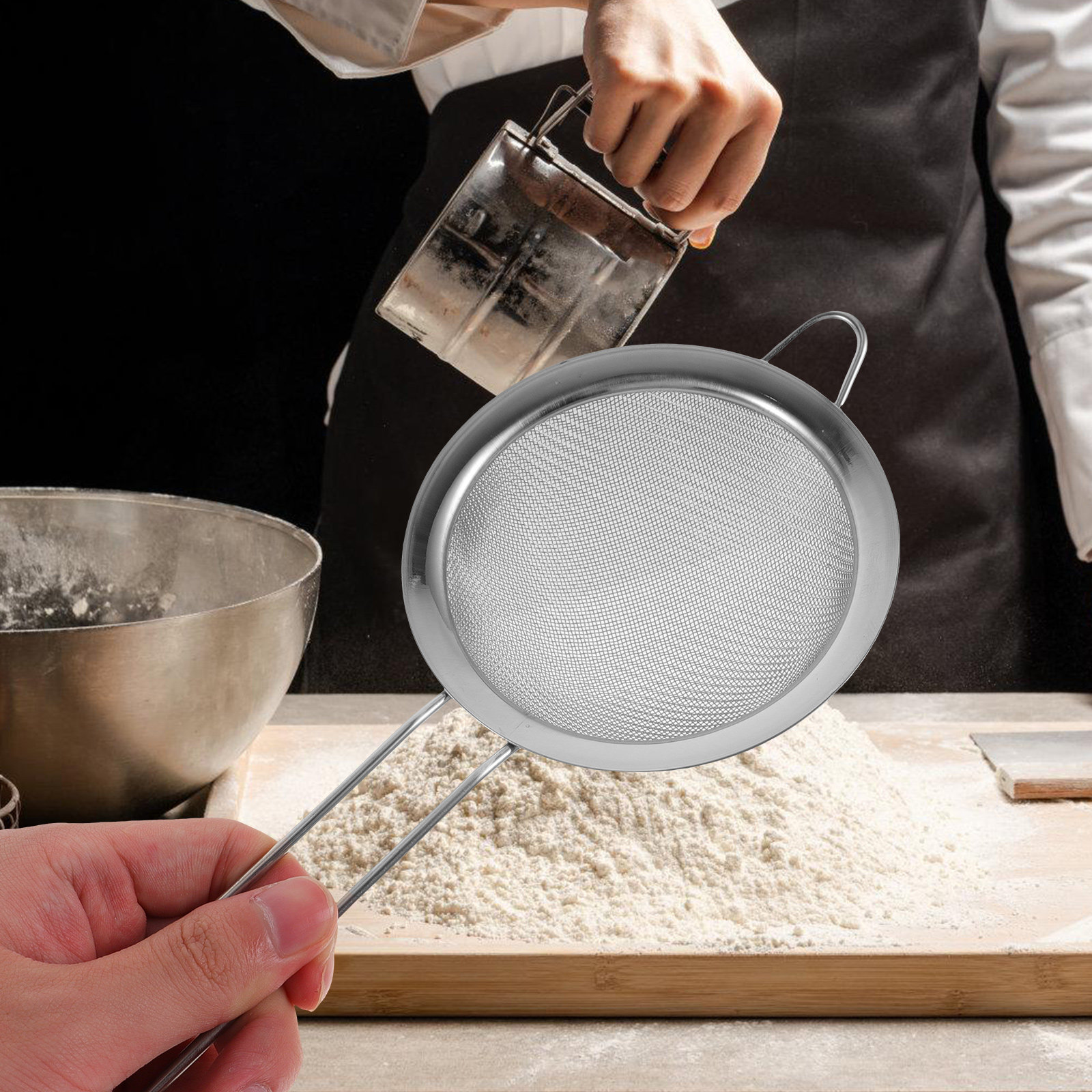 ตะแกรงร่อนแป้งสแตนเลสแบบตาข่าย - Kitchen Baking Gadgets บทวิจารณ์และราคา
