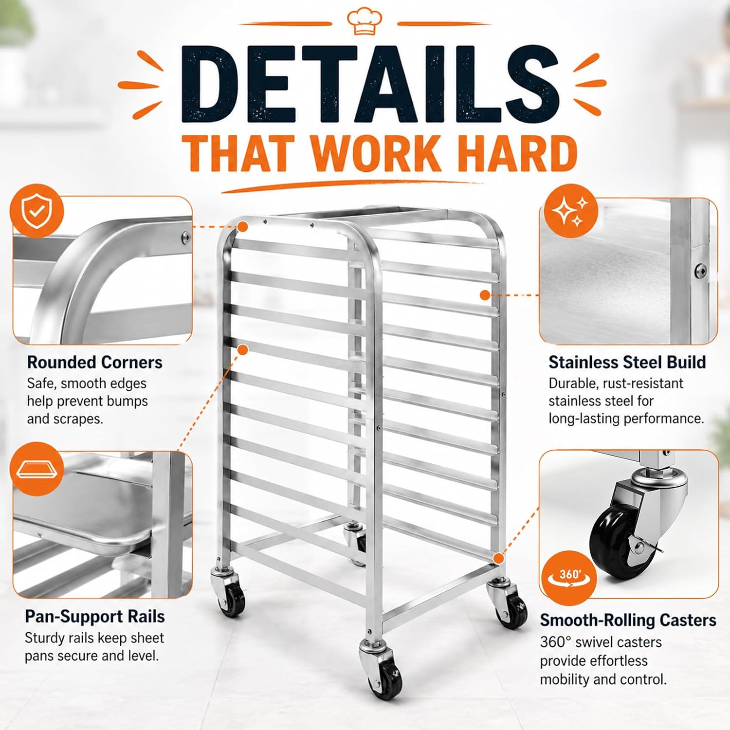 ชั้นวางถาดสแตนเลส 10 ชั้นพร้อม - Kitchen Baking Sheet Organizer บทวิจารณ์และราคา