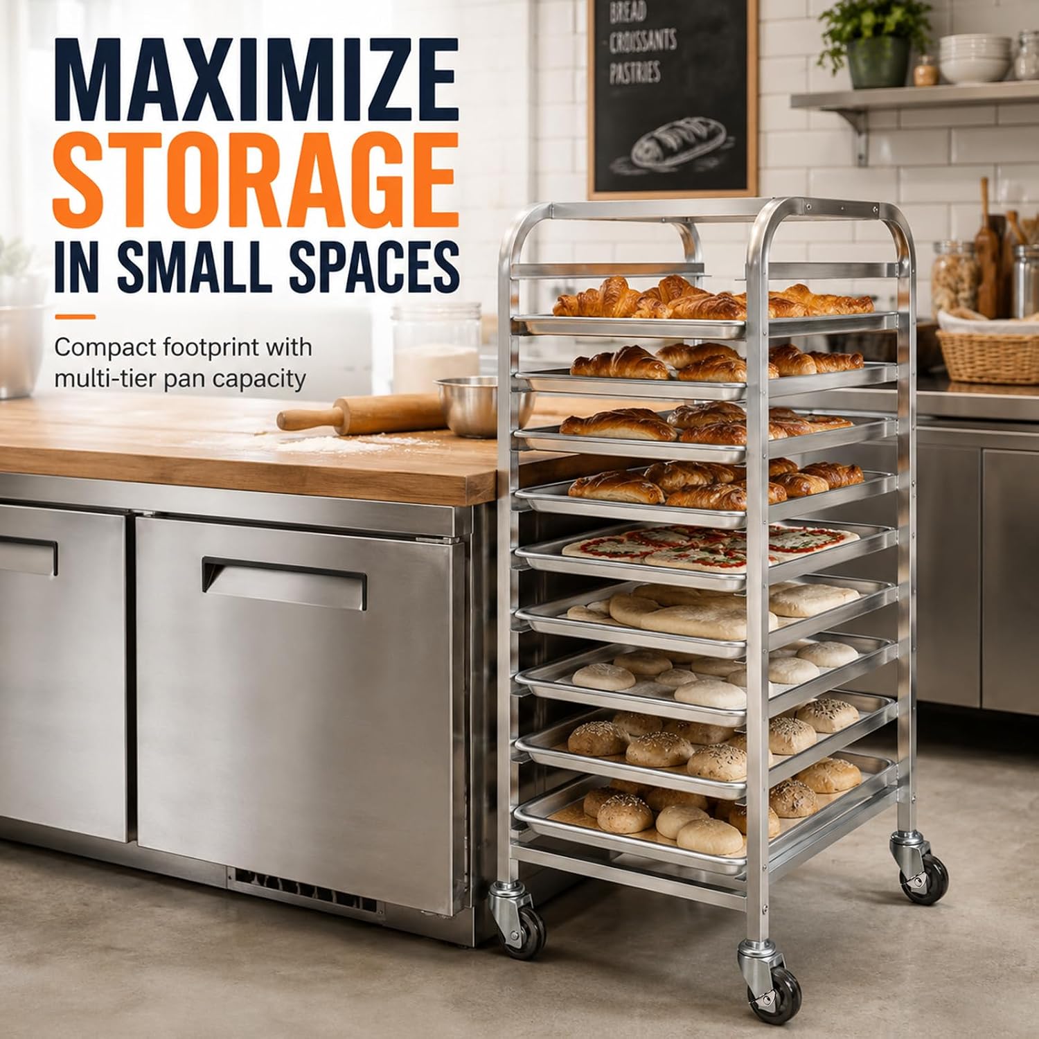 ชั้นวางถาดสแตนเลส 10 ชั้นพร้อม - Kitchen Baking Sheet Organizer บทวิจารณ์และราคา