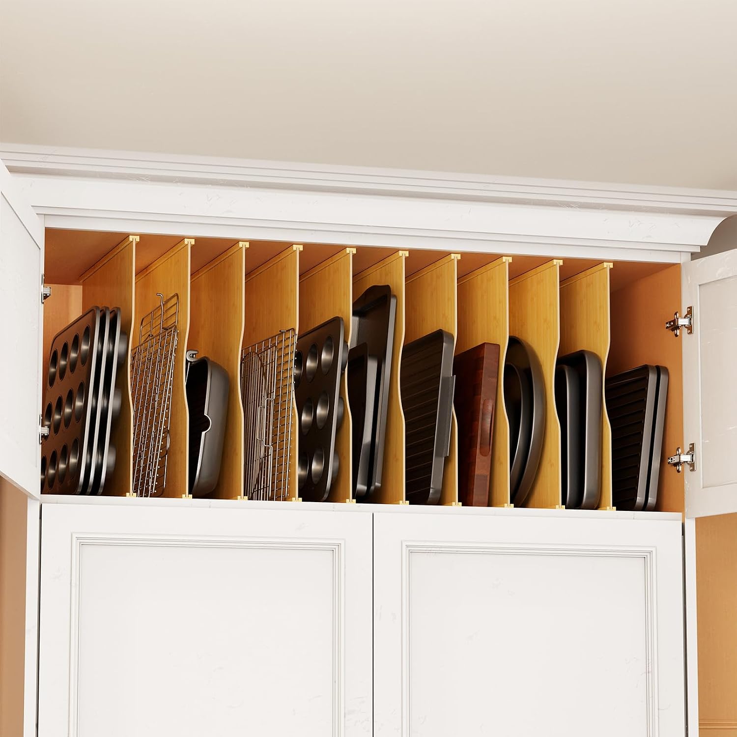 ชุด 10 ชิ้น แผ่นแบ่งถาดไม้ไผ่ส - Kitchen Baking Sheet Organizer บทวิจารณ์และราคา